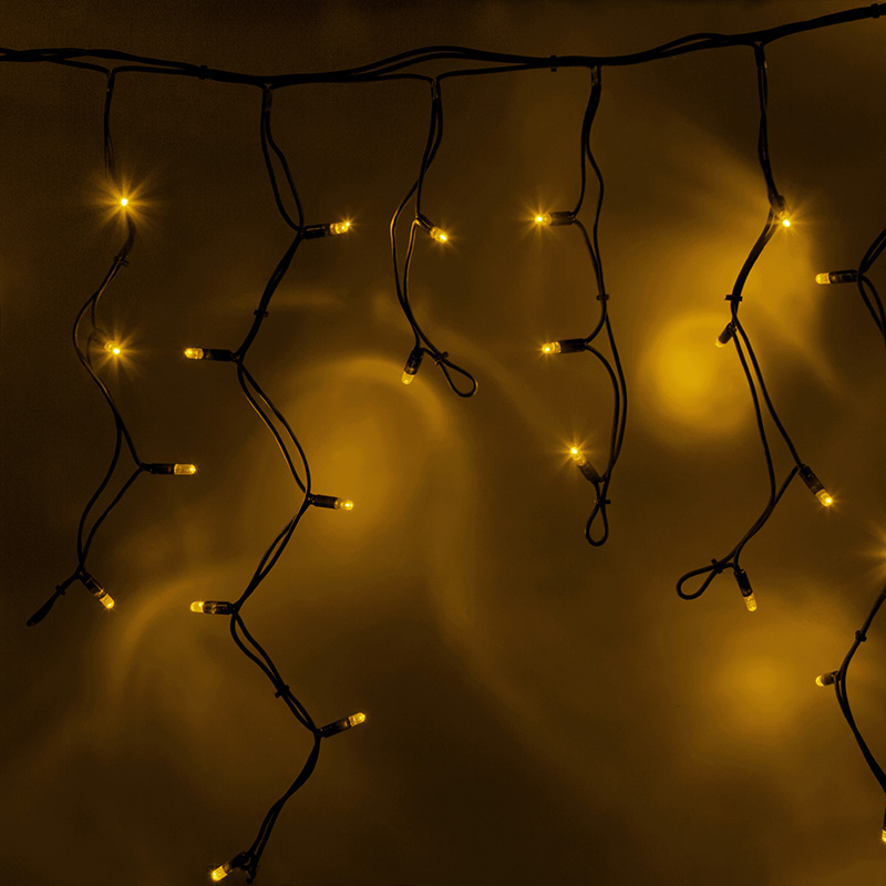 Гирлянда Айсикл (бахрома) светодиодный, 4,0 х 0,6 м, черный провод КАУЧУК, 230 В, диоды желтые, 128 LED NEON-NIGHT NEON-NIGHT 255-221 фото