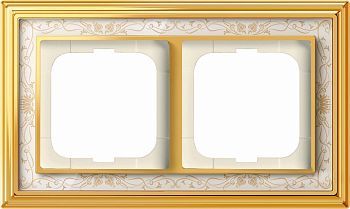1722-836-500 Рамка Dynasty Латунь полированная белая роспись 2-постовая ABB фото