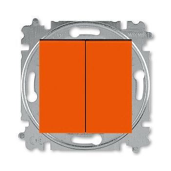 Переключатель двухклавишный ABB Levit оранжевый / дымчатый чёрный 3559H-A52445 66W 2CHH595245A6066 фото